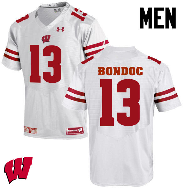 Men Wisconsin Badgers #13 Evan Bondoc College Football Jerseys-White